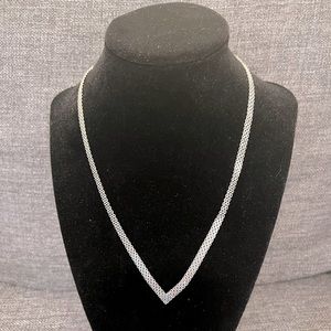 Silver V-shaped necklace 17”